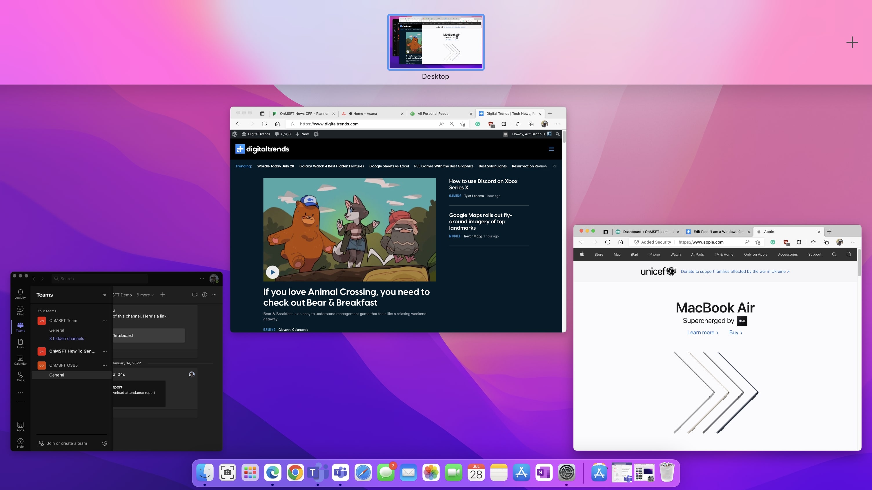 Mission Control in MacOS 