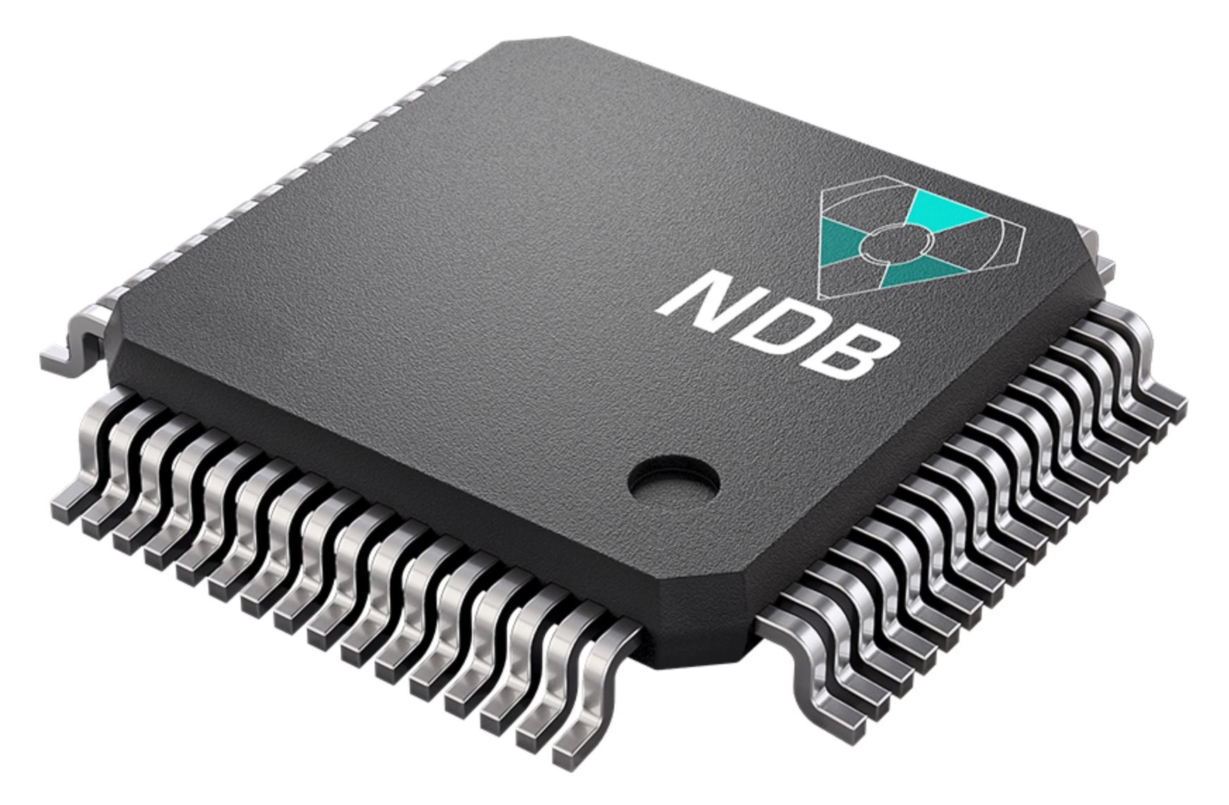 O logotipo da tecnologia NDB em um chip.