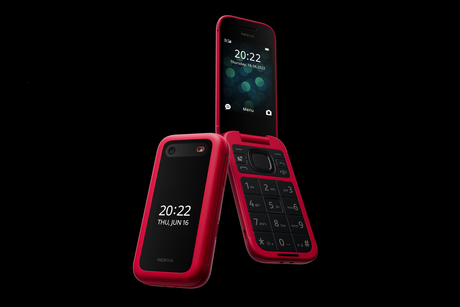 Nokia 2660 Flip phone in red.