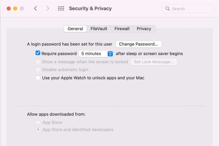 پنجره Security & Privacy System Preferences را باز کنید.