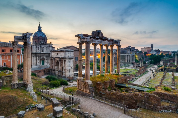 The Roman Forum in modern day Rome, Italy