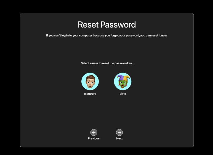کاربری را برای بازنشانی رمز عبور خود انتخاب کنید.