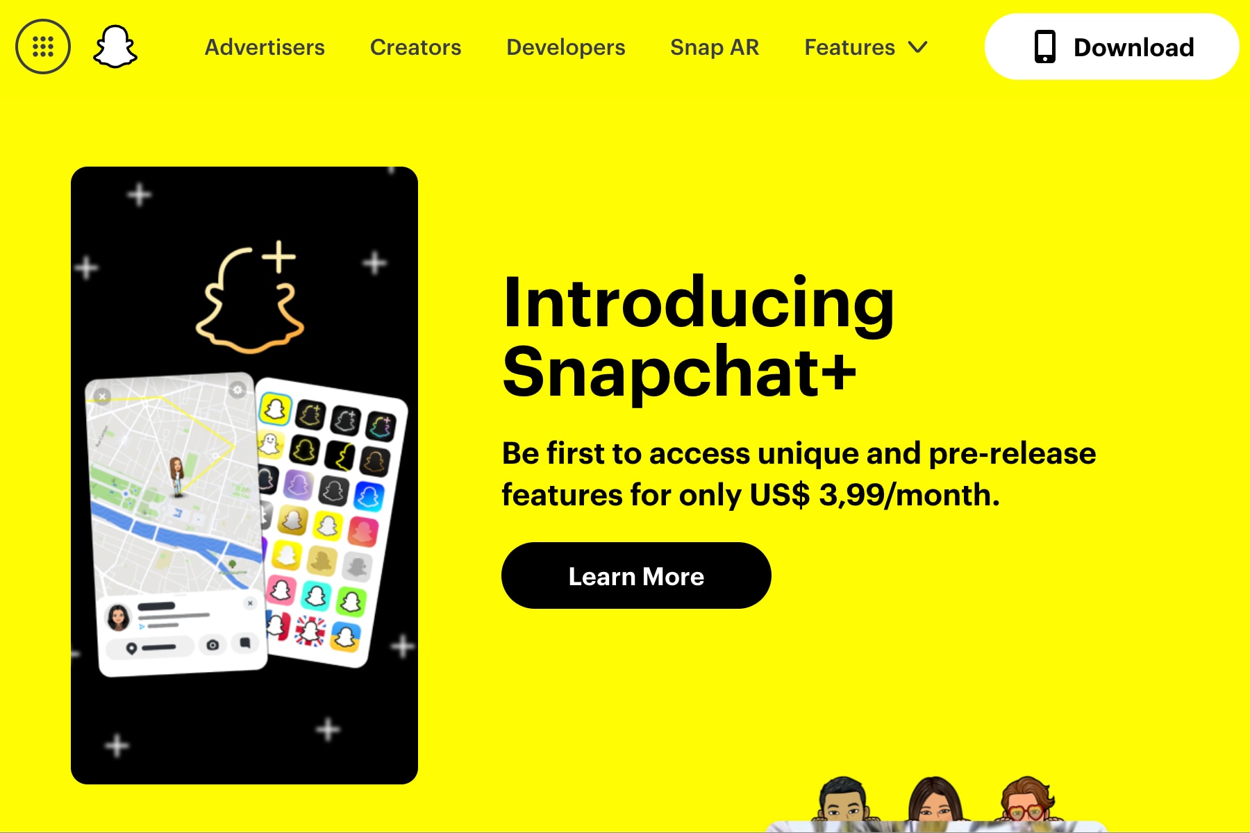 O Snapchat+ é uma assinatura paga para acessar novos recursos mais cedo.