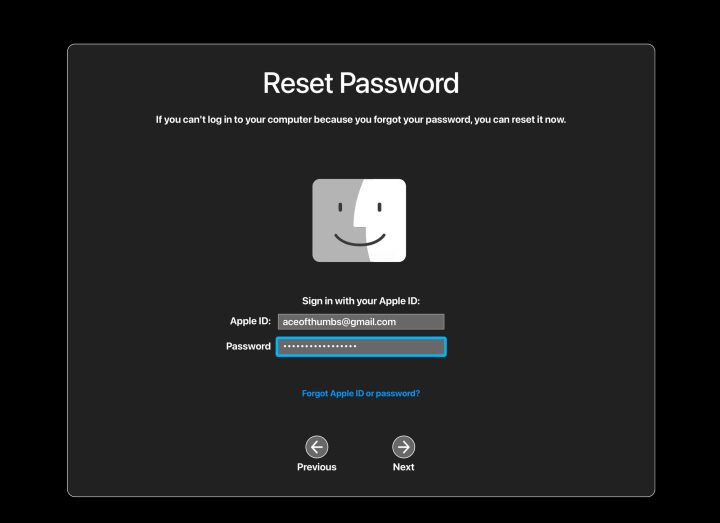 از Apple ID خود برای بازنشانی رمز عبور مک خود استفاده کنید.