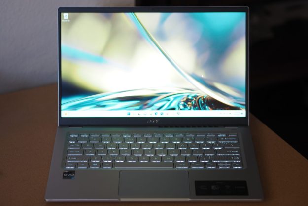 Acer Swift 3 2022 front view showing display and keyboard deck.