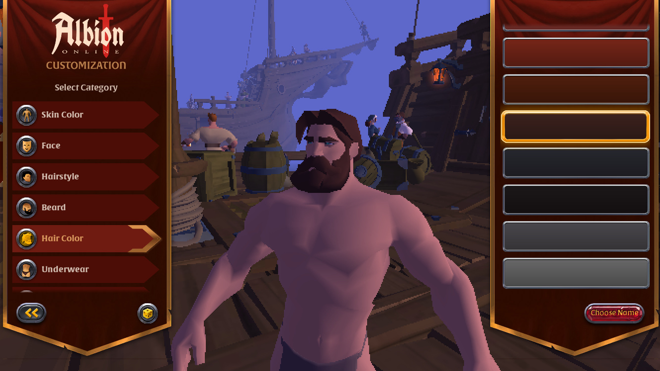 Character creation in Albion Online.