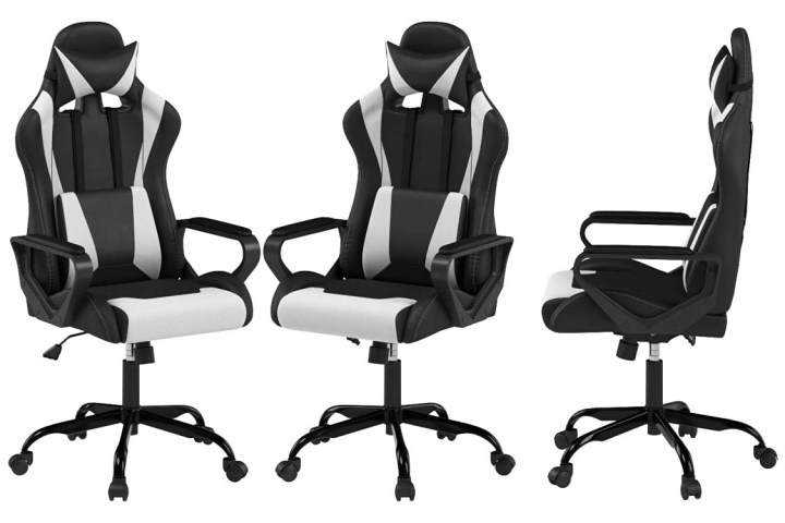 A 360 of the High Back Gaming Chair on Amazon in a white and black colorway.