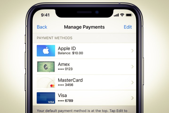 payment options on an iPhone