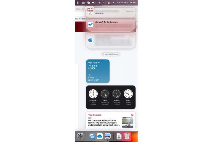 Clear all notification in MacOS Notification Center.