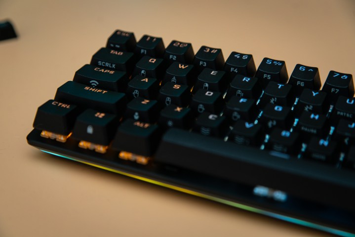 Icons on the keycaps for the Corsair K70 Pro Mini.