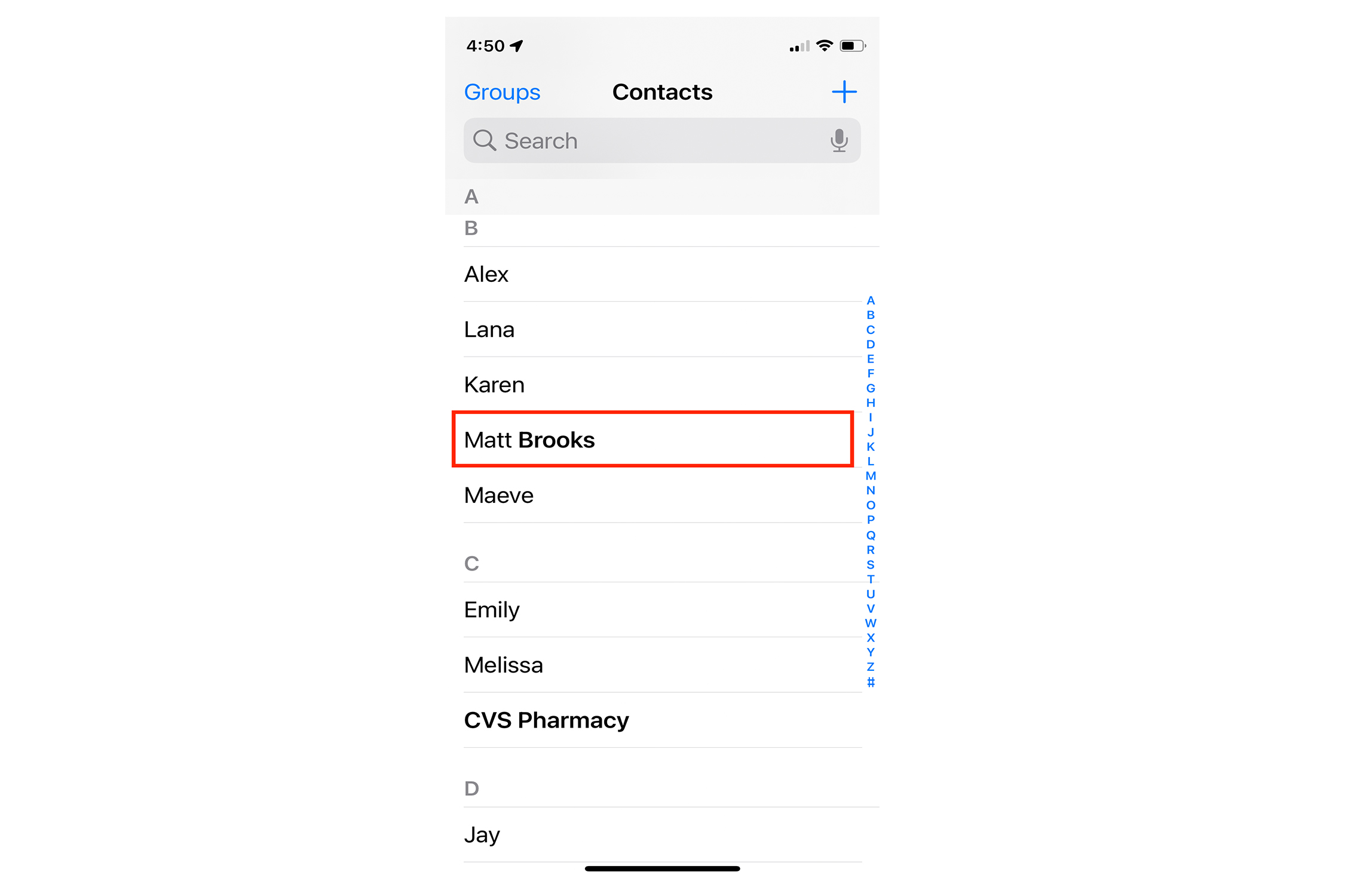Aplicativos para iPhone Aplicativo de contatos escolha o contato.
