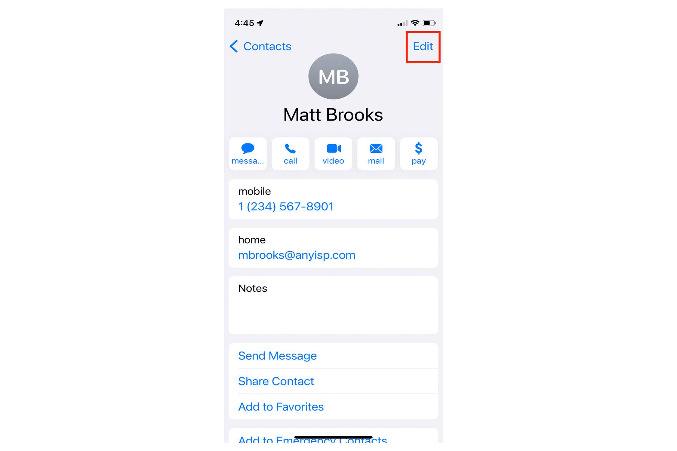 Aplicativos do iPhone Contatos do aplicativo de contatos.