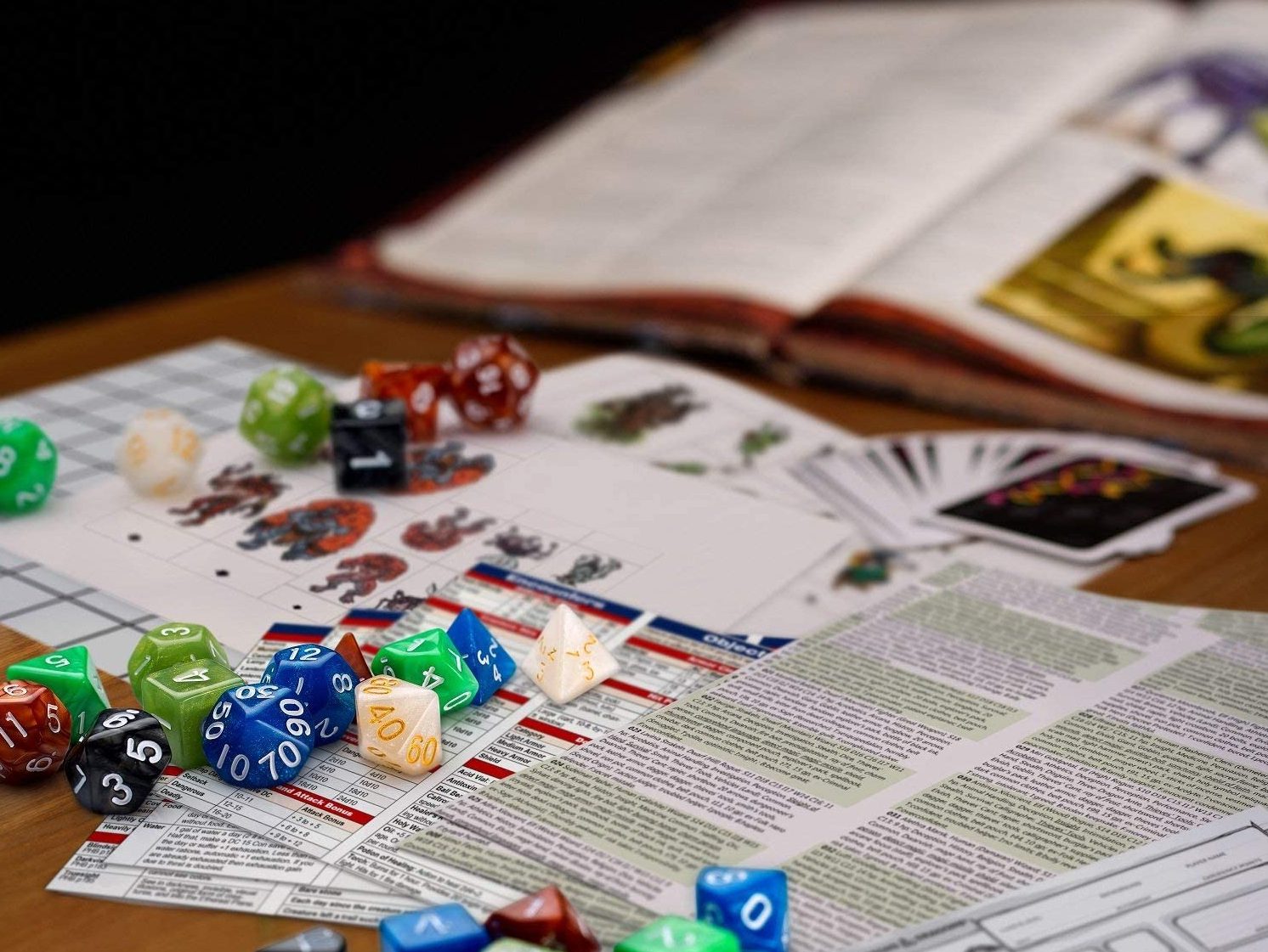Dungeons and Dragons game set up for gameplay