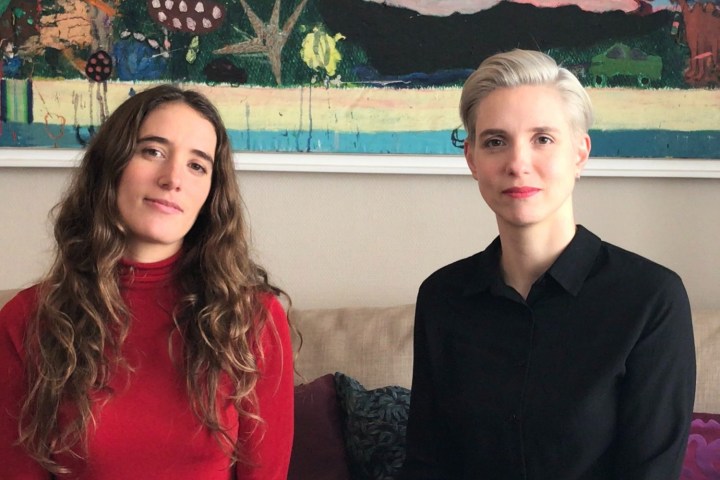 Two female directors pose for their film Dreaming Walls.