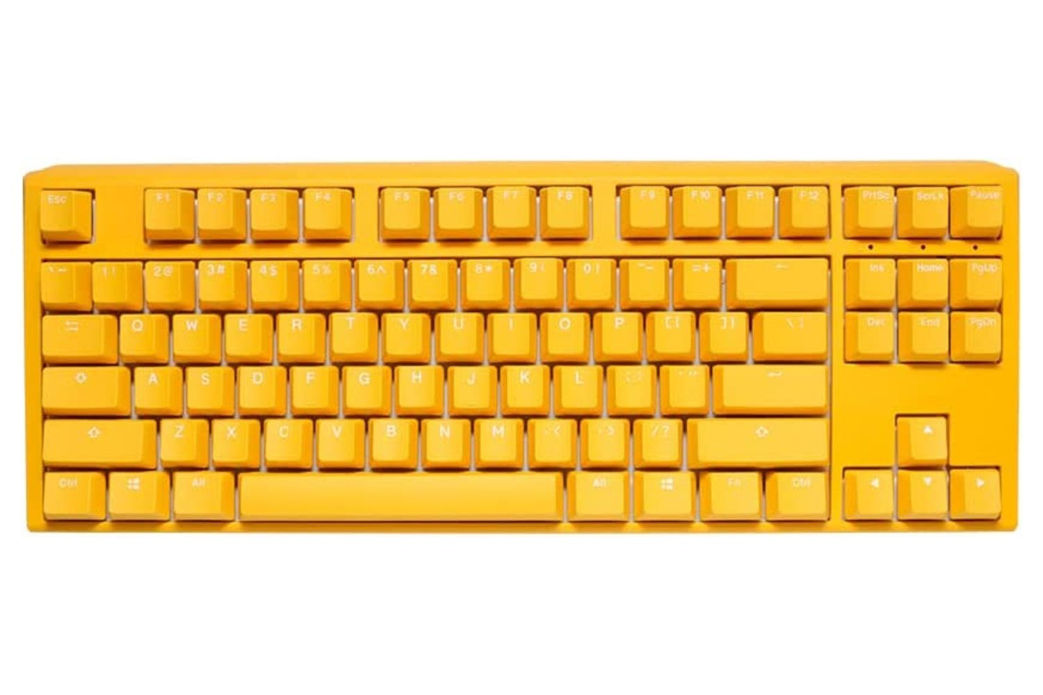 The yellow Ducky One 3 TKL against a white background.