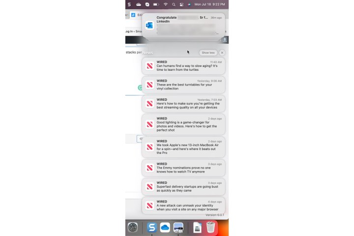 Expanded notification in MacOS Notification Center.