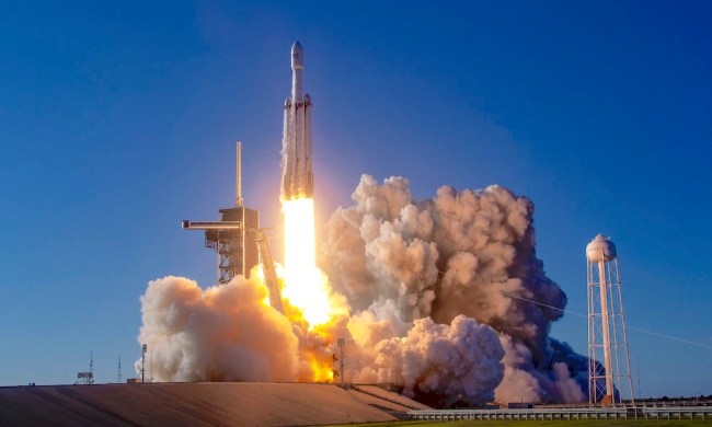 SpaceX's Falcon Heavy during liftoff.