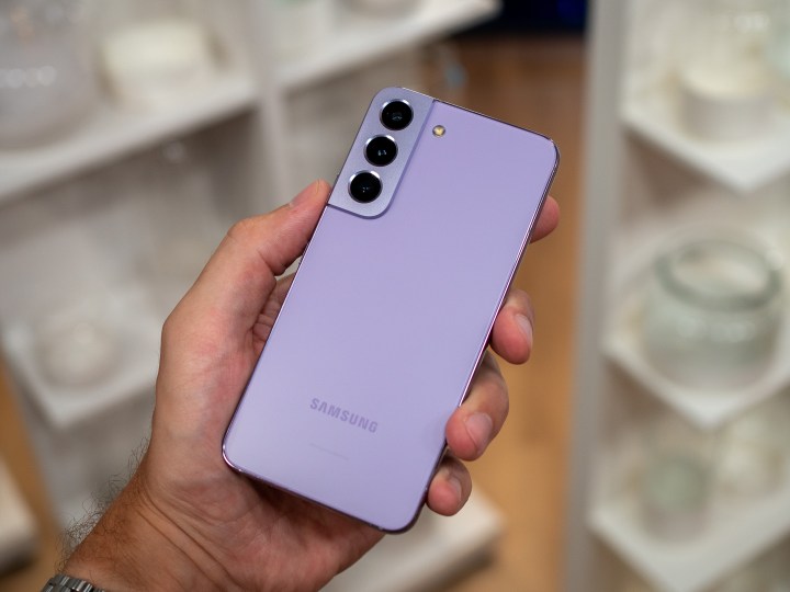 Purple Samsung Galaxy S22 phone.