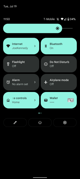 Quick Settings panel on the Pixel 6a.