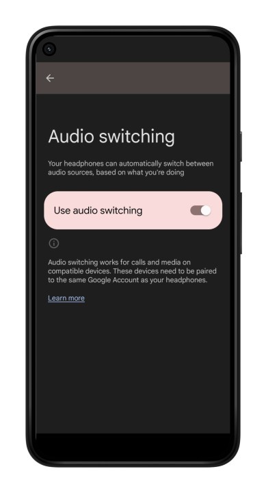 App Pixel Buds per Android: commutazione audio.