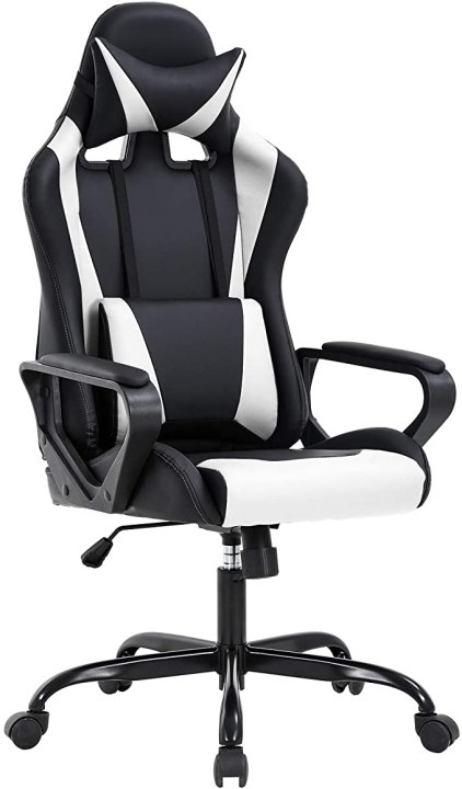High back gaming chair on a white background.