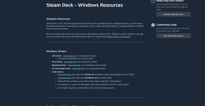SteamOS recovery instructions