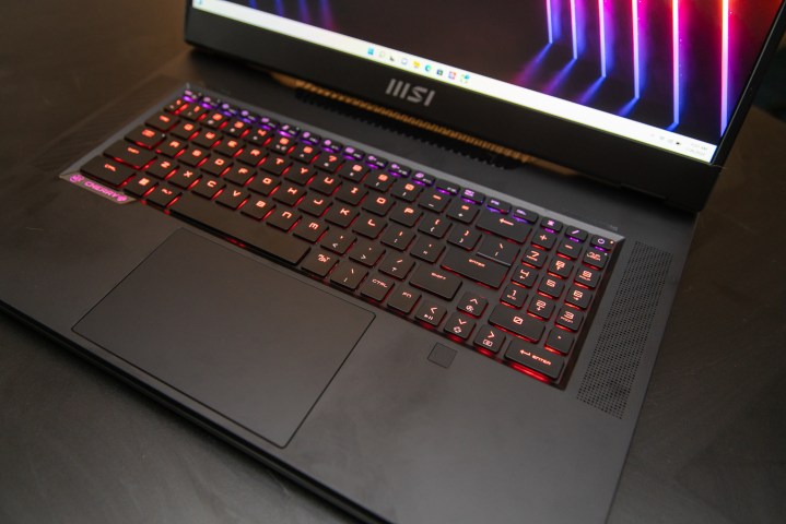 MSI GT77 Titan keyboard with RGB lights.