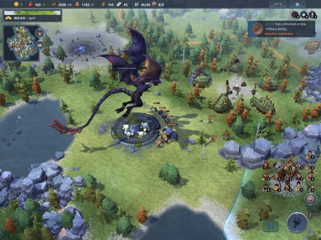 Attacking a large monster in Northgard.