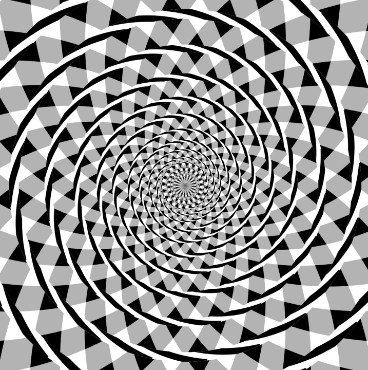uma ilusão de ótica conhecida como a espiral de Fraser