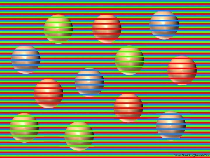 an optical illusion that tricks your brain into seeing false colors