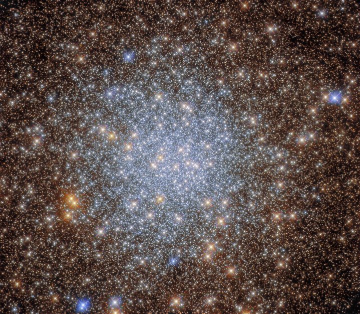 Esta imagen del Telescopio Espacial Hubble de NASA/ESA captura el cúmulo globular NGC 6569 que brilla intensamente en la constelación de Sagitario.  Hubble exploró el corazón de este cúmulo con su Wide Field Camera 3 y Advanced Camera for Surveys, revelando un brillante tesoro de estrellas en este tesoro astronómico. 