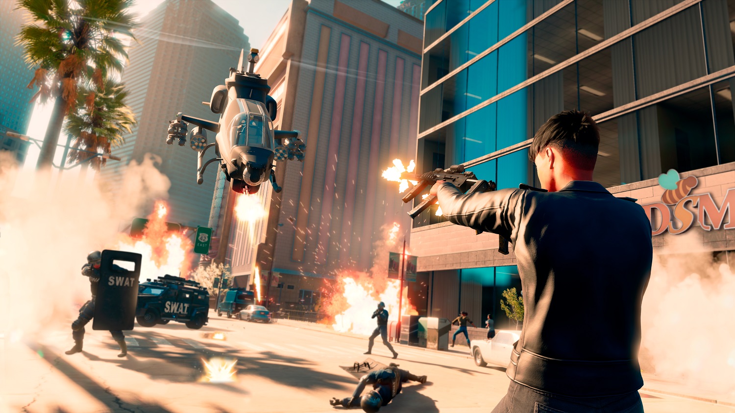 The Boss shooting at police in Saints Row.