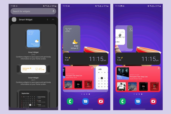 captura de tela de widgets inteligentes roláveis no Samsung One UI 4.1.
