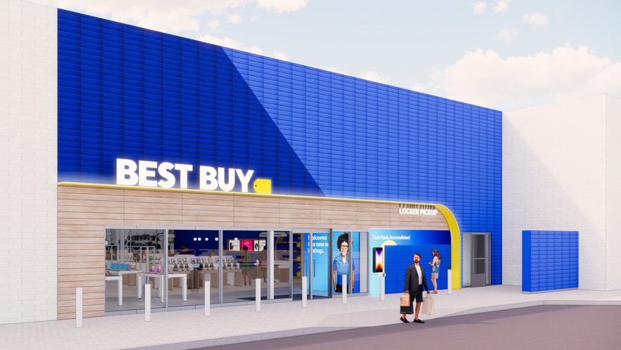 A concept drawing of a Best Buy small-format store.