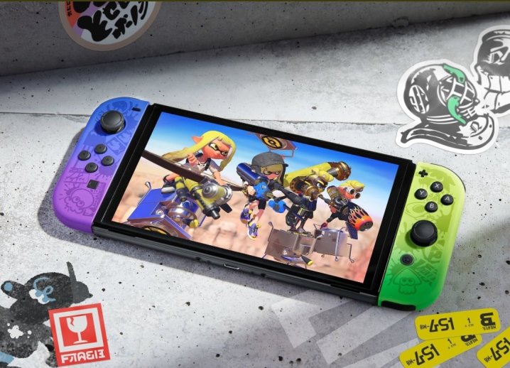 O novo modelo Nintendo Switch OLED Splatoon 3.