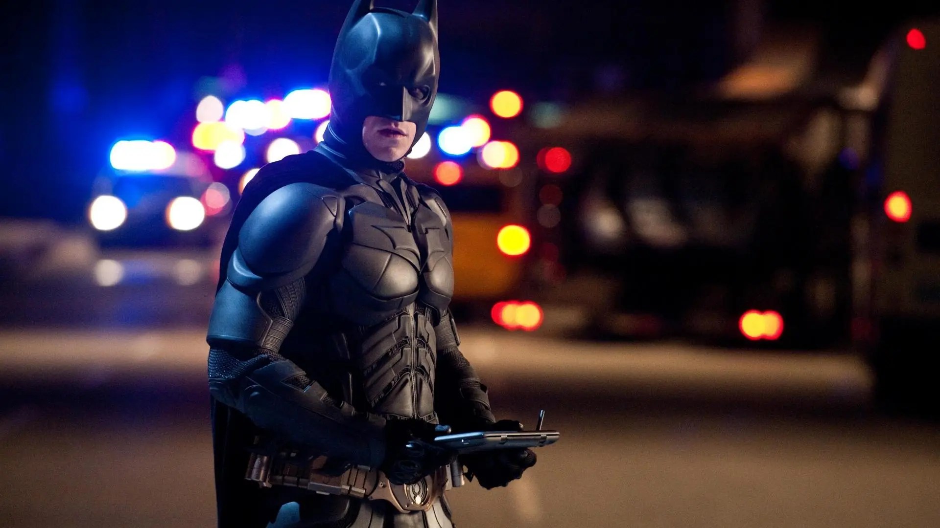 Christian Bale como Batman em O Cavaleiro das Trevas Ressurge.