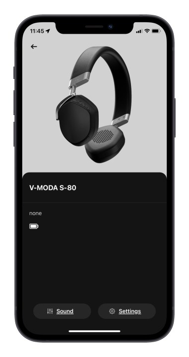 App V-Moda Headphones Editor che mostra la schermata iniziale.
