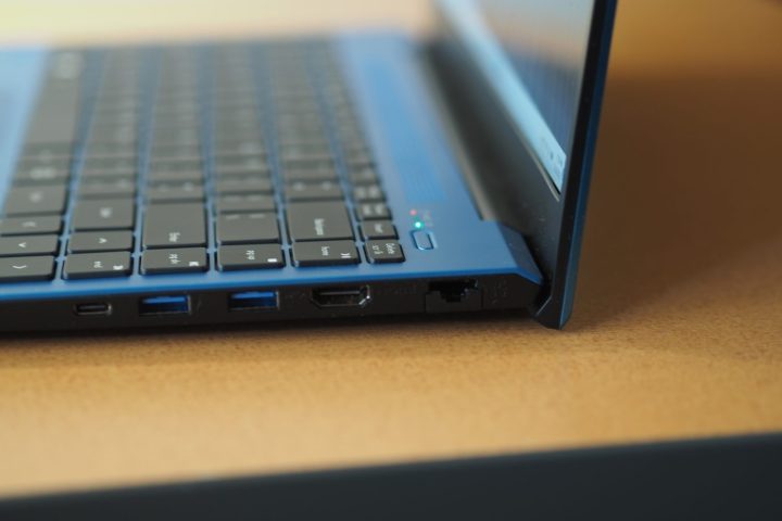VAIO FE 14.1 side view showing lid and ports.
