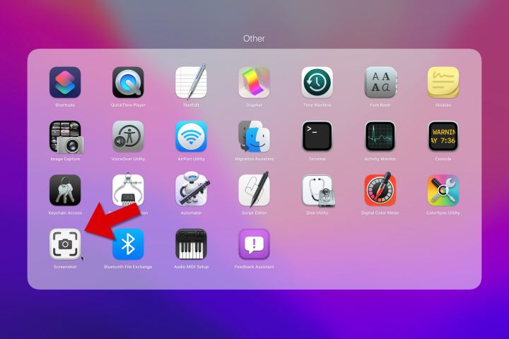 Launchpad has a Utilities folder that contains Screenshot and other useful apps.