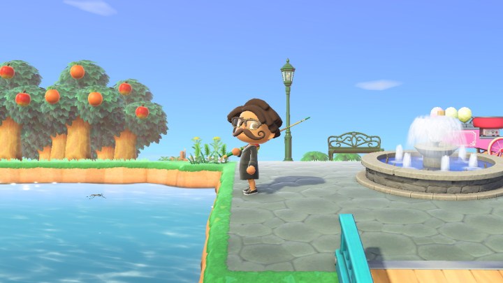 Catching a fish in Animal Crossing: New Horizons.
