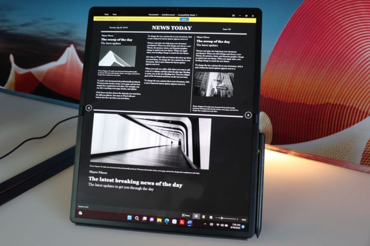The 2022 ThinkPad X1 Fold in portrait mode.