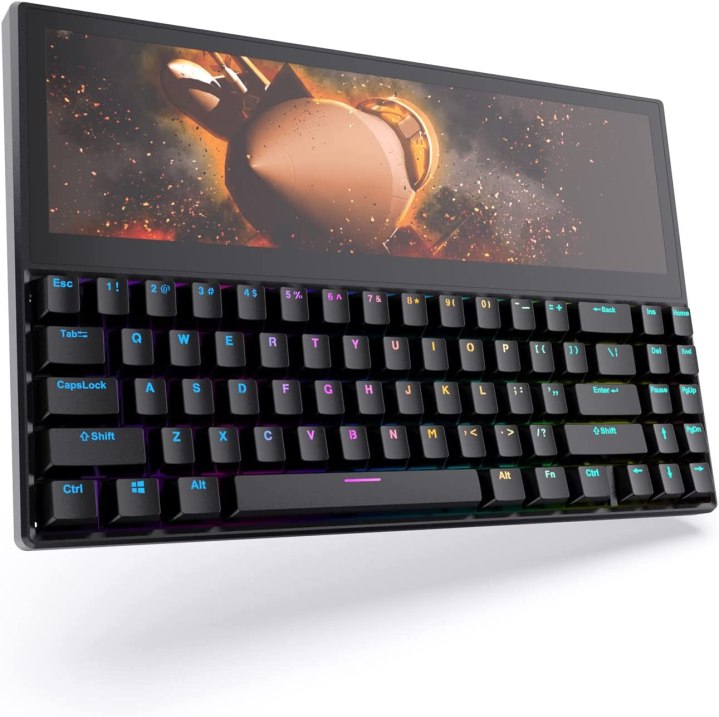 The Ficihp K2 mechanical keyboard with a touchscreen display 