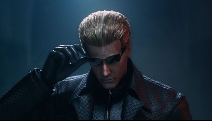Albert Wesker takes his glasses off in Dead by Daylight.