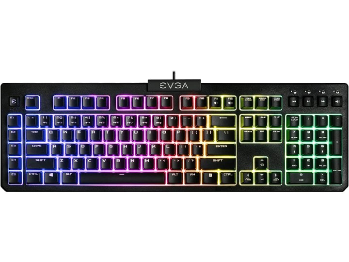 Amazon's Choice EVGA Z12 RGB Gaming Keyboard with RGB backlit keys.
