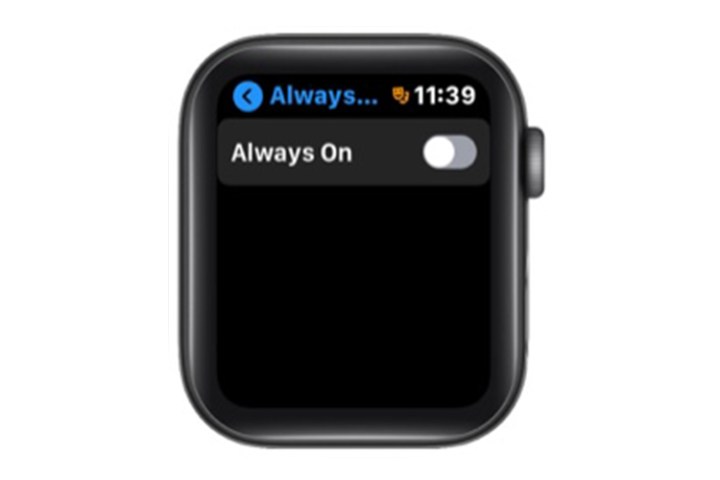 Apple Watch Always On toggle.