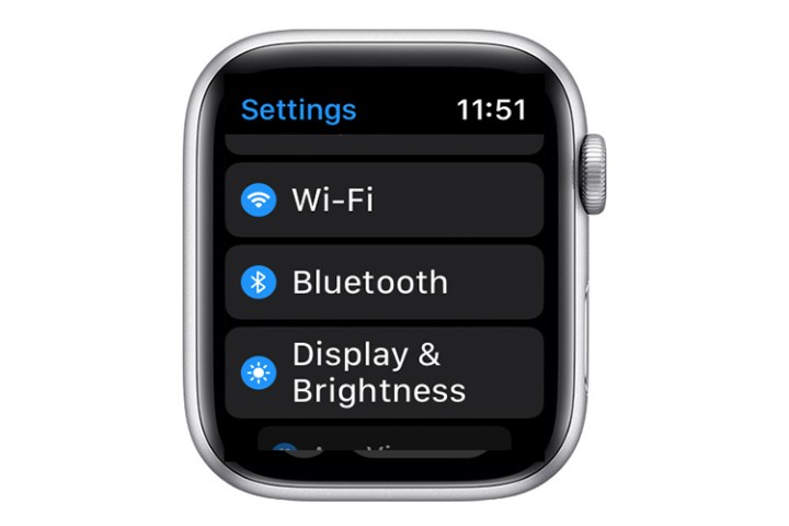 Apple Watch Bluetooth setting.