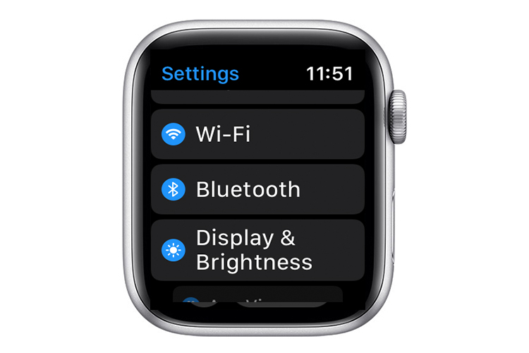 Configuración de Bluetooth del Apple Watch.