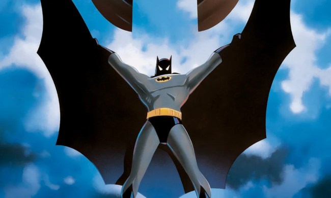 Batman spreading his cape in the Mask of the Phantasm poster.