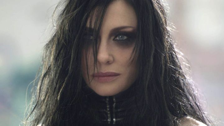 A close-up of Hela looking serious in Thor: Ragnarok.