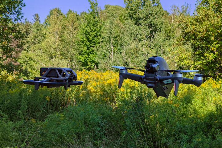 DJI Avata and FPV hovering side by side.